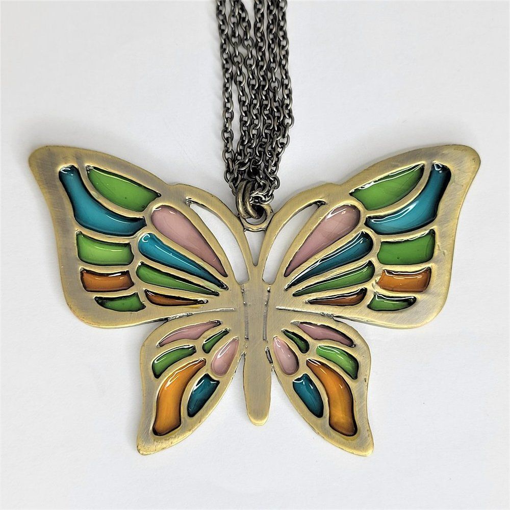 Colourful Butterfly Pendant  necklace